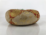 Japanese Buddhist Orin Bell Singing Bowl Fabric Pillow Vtg Beige Red Gold BA891