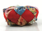 Japanese Buddhist Orin Bell Singing Bowl Fabric Pillow Vtg Blue Purple BA551