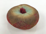 Japanese Buddhist Orin Bell Singing Bowl Fabric Pillow Vtg Blue Red Gold BA895