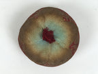 Japanese Buddhist Orin Bell Singing Bowl Fabric Pillow Vtg Blue Red Gold BA895