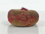 Japanese Buddhist Orin Bell Singing Bowl Fabric Pillow Vtg Blue Red Gold BA895