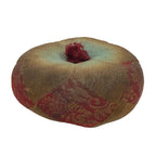 Japanese Buddhist Orin Bell Singing Bowl Fabric Pillow Vtg Blue Red Gold BA895