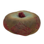 Japanese Buddhist Orin Bell Singing Bowl Fabric Pillow Vtg Blue Red Gold BA895