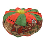 Japanese Buddhist Orin Bell Singing Bowl Fabric Pillow Vtg Green Orange BA548