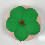 Japanese Buddhist Orin Bell Singing Bowl Fabric Pillow Vtg Green Pink BA558