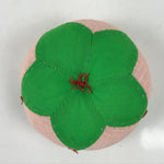 Japanese Buddhist Orin Bell Singing Bowl Fabric Pillow Vtg Green Pink BA558