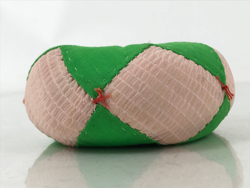 Japanese Buddhist Orin Bell Singing Bowl Fabric Pillow Vtg Green Pink BA558