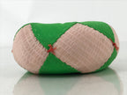 Japanese Buddhist Orin Bell Singing Bowl Fabric Pillow Vtg Green Pink BA558