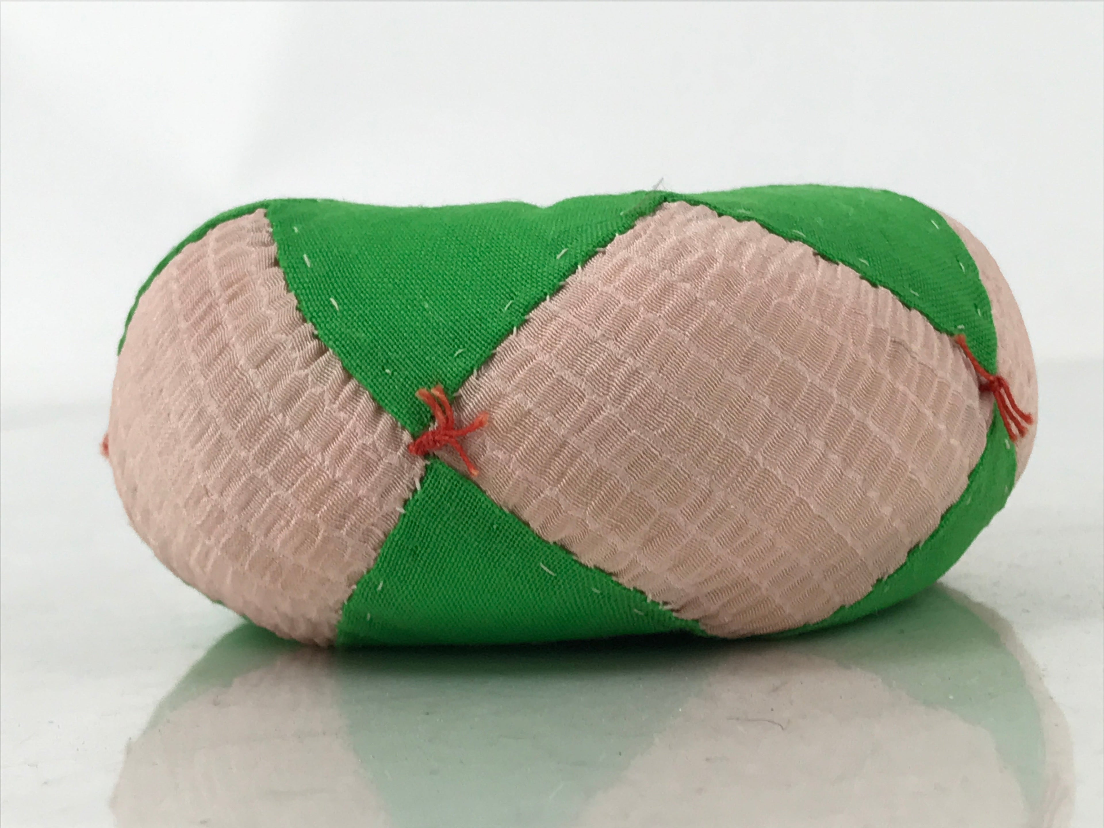 Japanese Buddhist Orin Bell Singing Bowl Fabric Pillow Vtg Green Pink BA558