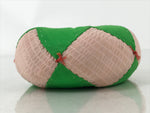 Japanese Buddhist Orin Bell Singing Bowl Fabric Pillow Vtg Green Pink BA558