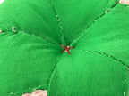 Japanese Buddhist Orin Bell Singing Bowl Fabric Pillow Vtg Green Pink BA558