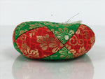 Japanese Buddhist Orin Bell Singing Bowl Fabric Pillow Vtg Green Red Gold BA893