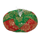 Japanese Buddhist Orin Bell Singing Bowl Fabric Pillow Vtg Green Red Gold BA893