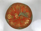 Japanese Buddhist Orin Bell Singing Bowl Fabric Pillow Vtg Orange Gold BA729