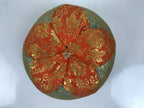 Japanese Buddhist Orin Bell Singing Bowl Fabric Pillow Vtg Orange Gold BA729