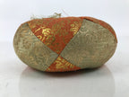 Japanese Buddhist Orin Bell Singing Bowl Fabric Pillow Vtg Orange Gold BA729