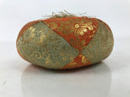 Japanese Buddhist Orin Bell Singing Bowl Fabric Pillow Vtg Orange Gold BA729