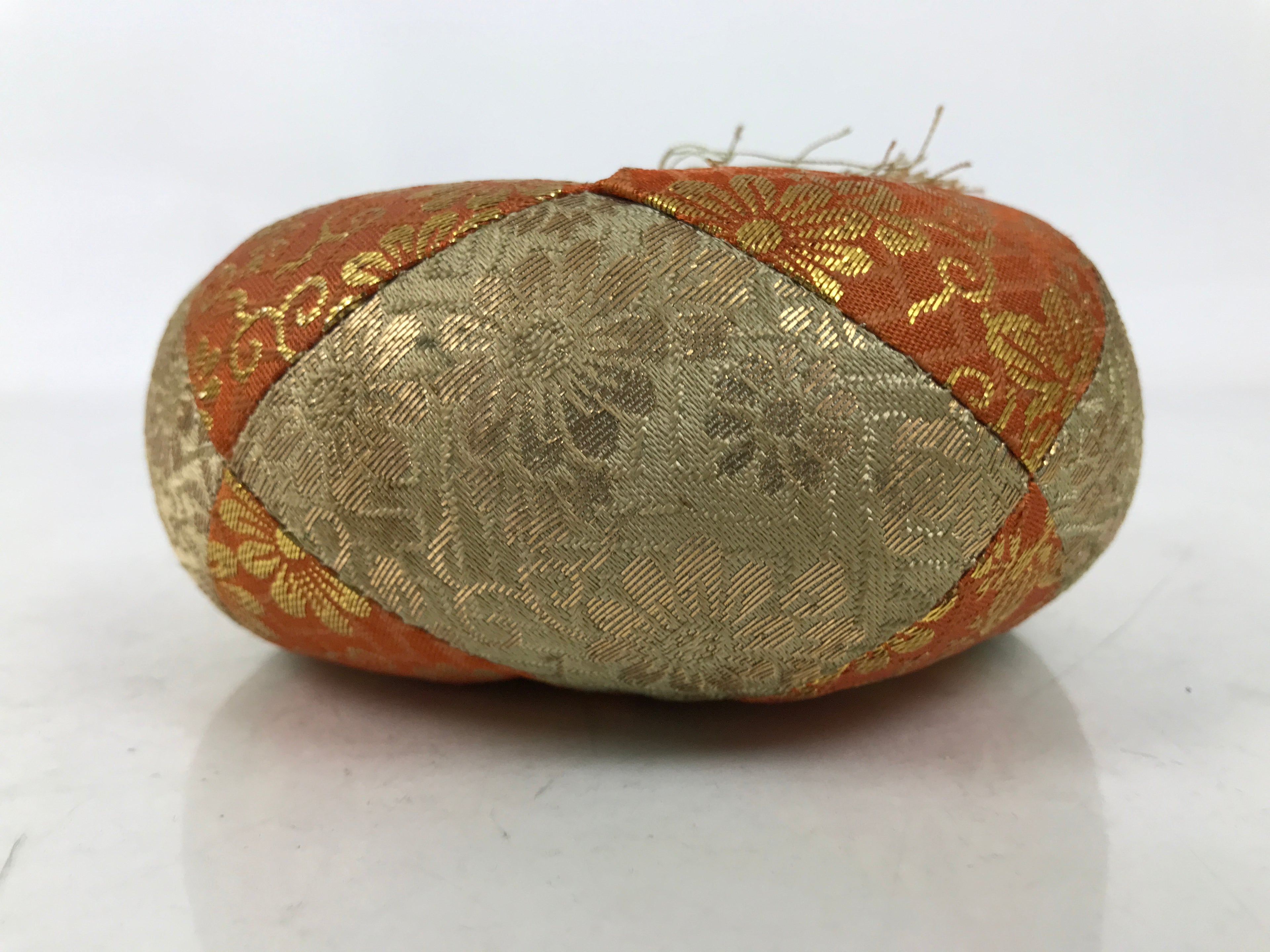 Japanese Buddhist Orin Bell Singing Bowl Fabric Pillow Vtg Orange Gold BA729