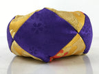 Japanese Buddhist Orin Bell Singing Bowl Fabric Pillow Vtg Purple Gold BA542