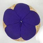 Japanese Buddhist Orin Bell Singing Bowl Fabric Pillow Vtg Purple Gold BA543