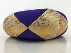 Japanese Buddhist Orin Bell Singing Bowl Fabric Pillow Vtg Purple Gold BA543