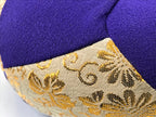 Japanese Buddhist Orin Bell Singing Bowl Fabric Pillow Vtg Purple Gold BA543