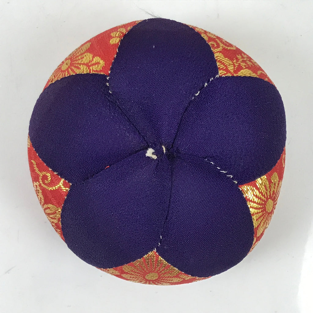Japanese Buddhist Orin Bell Singing Bowl Fabric Pillow Vtg Purple Red Gold BA559