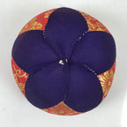 Japanese Buddhist Orin Bell Singing Bowl Fabric Pillow Vtg Purple Red Gold BA559