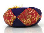 Japanese Buddhist Orin Bell Singing Bowl Fabric Pillow Vtg Purple Red Gold BA559