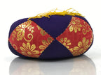 Japanese Buddhist Orin Bell Singing Bowl Fabric Pillow Vtg Purple Red Gold BA559