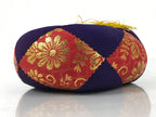 Japanese Buddhist Orin Bell Singing Bowl Fabric Pillow Vtg Purple Red Gold BA559