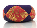 Japanese Buddhist Orin Bell Singing Bowl Fabric Pillow Vtg Purple Red Gold BA559