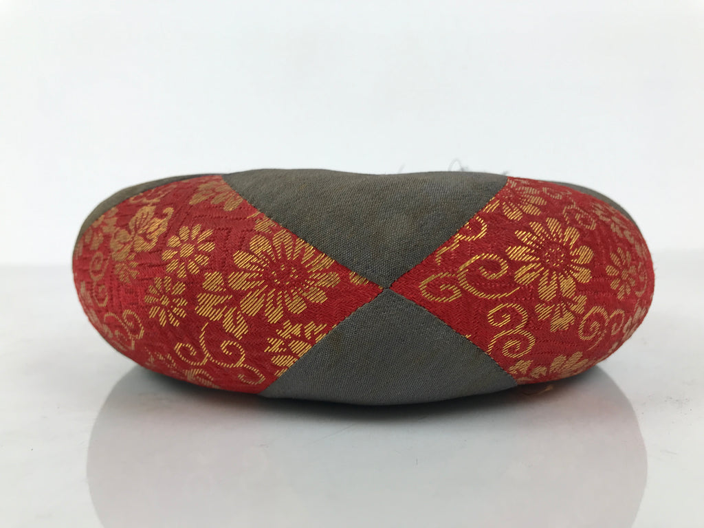Japanese Buddhist Orin Bell Singing Bowl Fabric Pillow Vtg Purple Red Gold BA890
