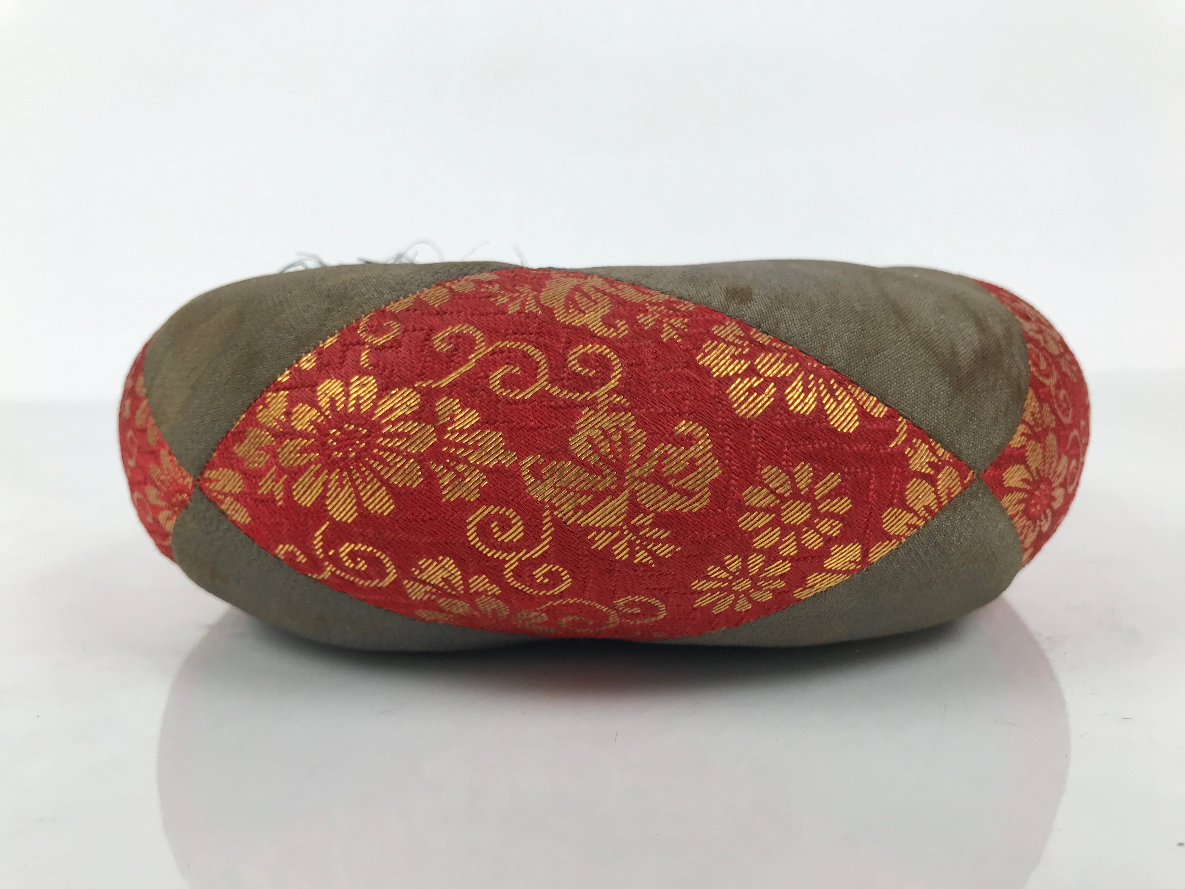 Japanese Buddhist Orin Bell Singing Bowl Fabric Pillow Vtg Purple Red Gold BA890