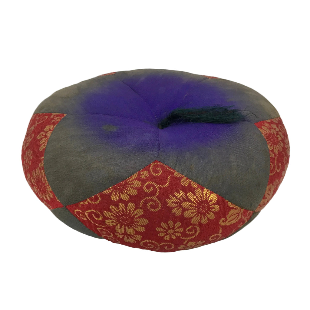 Japanese Buddhist Orin Bell Singing Bowl Fabric Pillow Vtg Purple Red Gold BA890