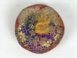 Japanese Buddhist Orin Bell Singing Bowl Fabric Pillow Vtg Purple Red Gold BA892