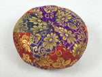 Japanese Buddhist Orin Bell Singing Bowl Fabric Pillow Vtg Purple Red Gold BA892