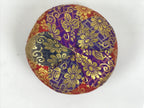 Japanese Buddhist Orin Bell Singing Bowl Fabric Pillow Vtg Purple Red Gold BA892