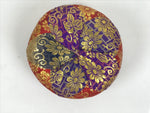 Japanese Buddhist Orin Bell Singing Bowl Fabric Pillow Vtg Purple Red Gold BA892