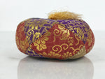 Japanese Buddhist Orin Bell Singing Bowl Fabric Pillow Vtg Purple Red Gold BA892