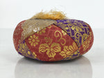 Japanese Buddhist Orin Bell Singing Bowl Fabric Pillow Vtg Purple Red Gold BA892