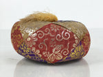 Japanese Buddhist Orin Bell Singing Bowl Fabric Pillow Vtg Purple Red Gold BA892