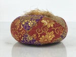 Japanese Buddhist Orin Bell Singing Bowl Fabric Pillow Vtg Purple Red Gold BA892