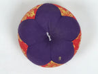 Japanese Buddhist Orin Bell Singing Bowl Fabric Pillow Vtg Purple Red Gold BA896