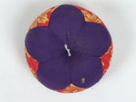 Japanese Buddhist Orin Bell Singing Bowl Fabric Pillow Vtg Purple Red Gold BA896
