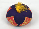 Japanese Buddhist Orin Bell Singing Bowl Fabric Pillow Vtg Purple Red Gold BA897