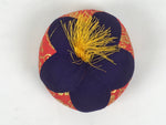 Japanese Buddhist Orin Bell Singing Bowl Fabric Pillow Vtg Purple Red Gold BA897
