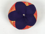 Japanese Buddhist Orin Bell Singing Bowl Fabric Pillow Vtg Purple Red Gold BA897