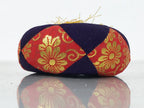 Japanese Buddhist Orin Bell Singing Bowl Fabric Pillow Vtg Purple Red Gold BA897