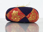 Japanese Buddhist Orin Bell Singing Bowl Fabric Pillow Vtg Purple Red Gold BA897